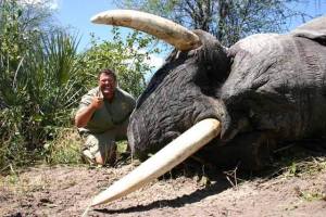 This is a picture of Jimmy John Liautaud, owner of Jimmy John's, bravely standing next to an elephant he just killed. Just in case you don't feel like supporting his trophy hunting habit anymore.